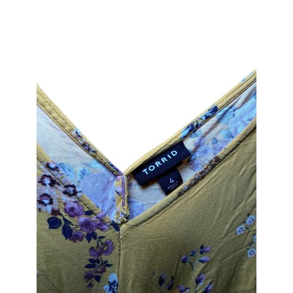 Torrid Yellow Floral Dress - Adjustable Drawstring Tie - Picture 6 of 9